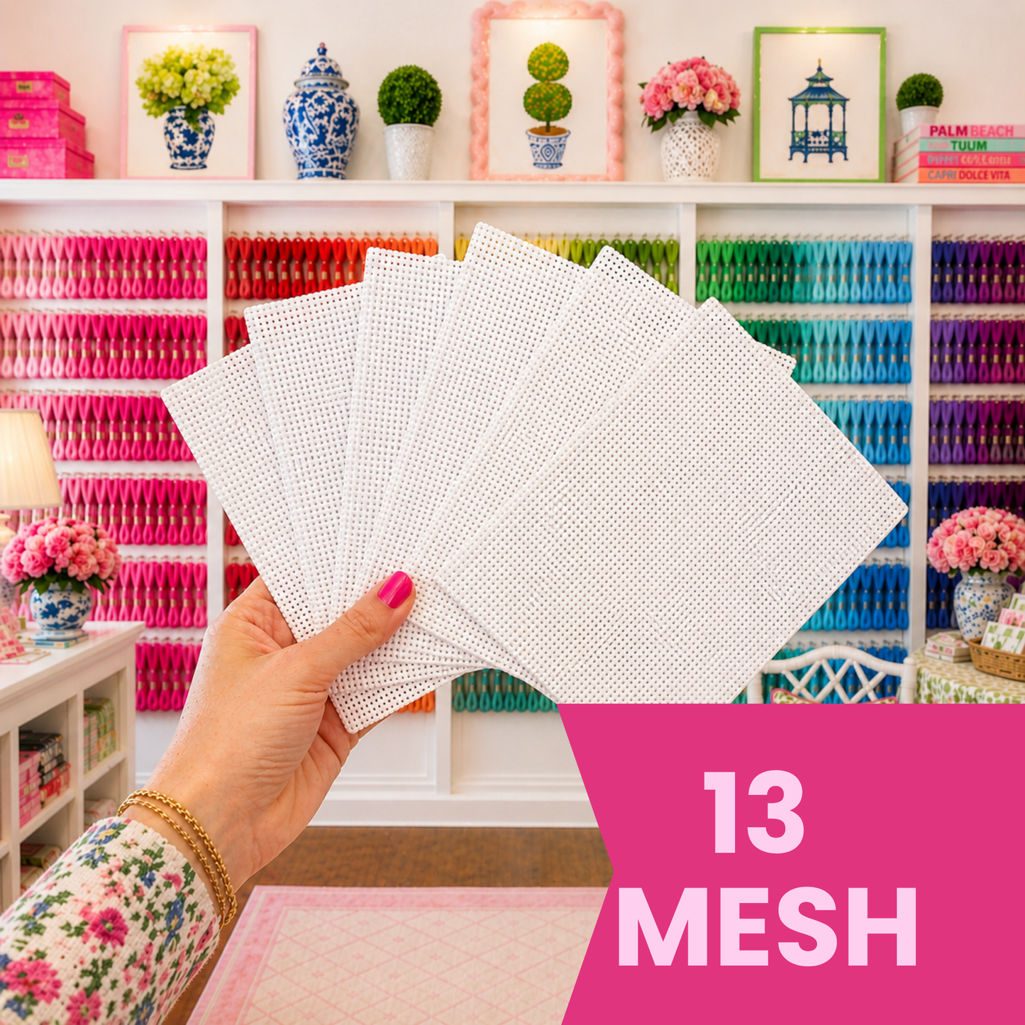 13 Mesh Mono Needlepoint Canvas Set of 6 Sheets | 3 sizes | Canvas for DIY Needlepoint & Hand Painting