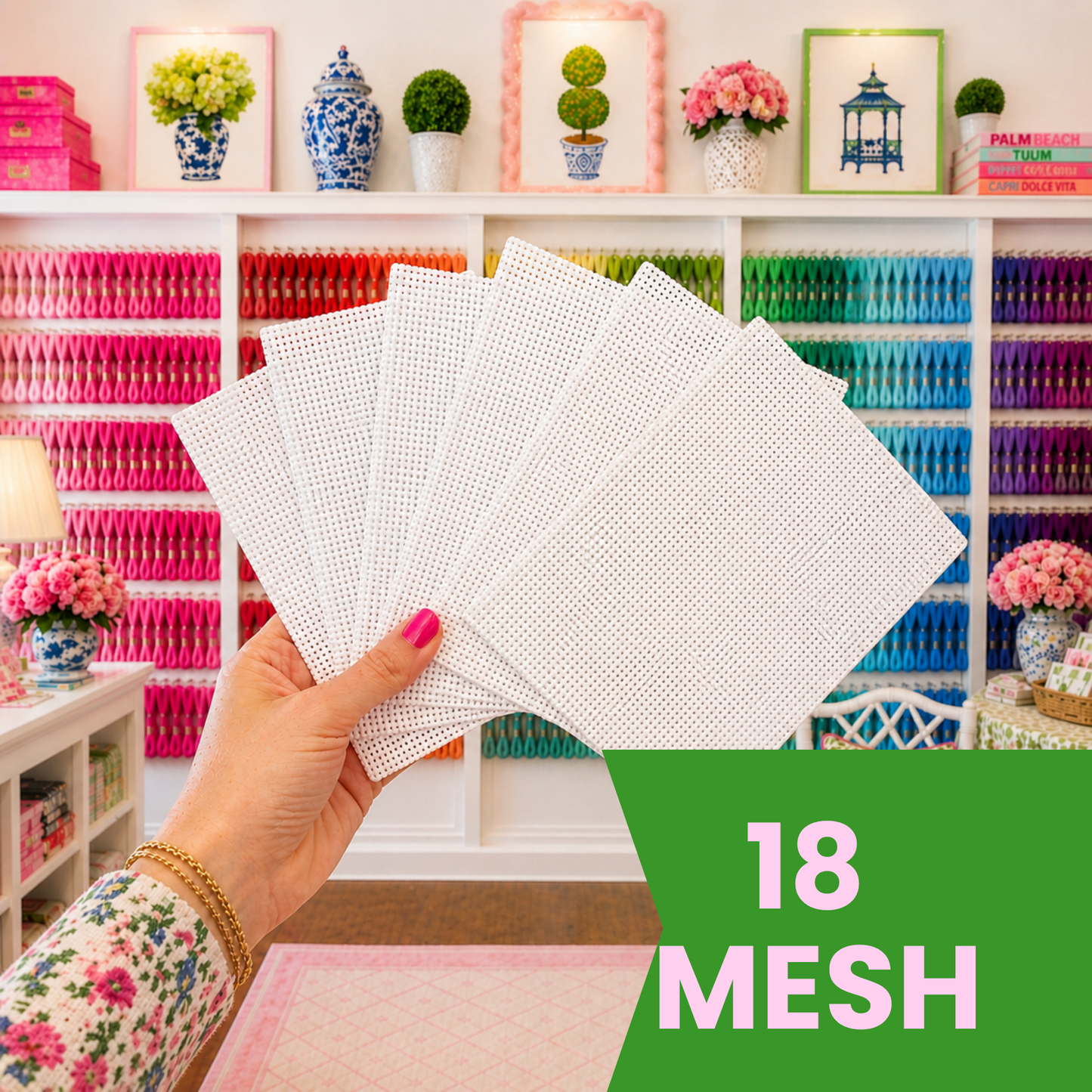 18 Mesh Mono Needlepoint Canvas Set of 6 Sheets | 3 sizes | Canvas for DIY Needlepoint & Hand Painting