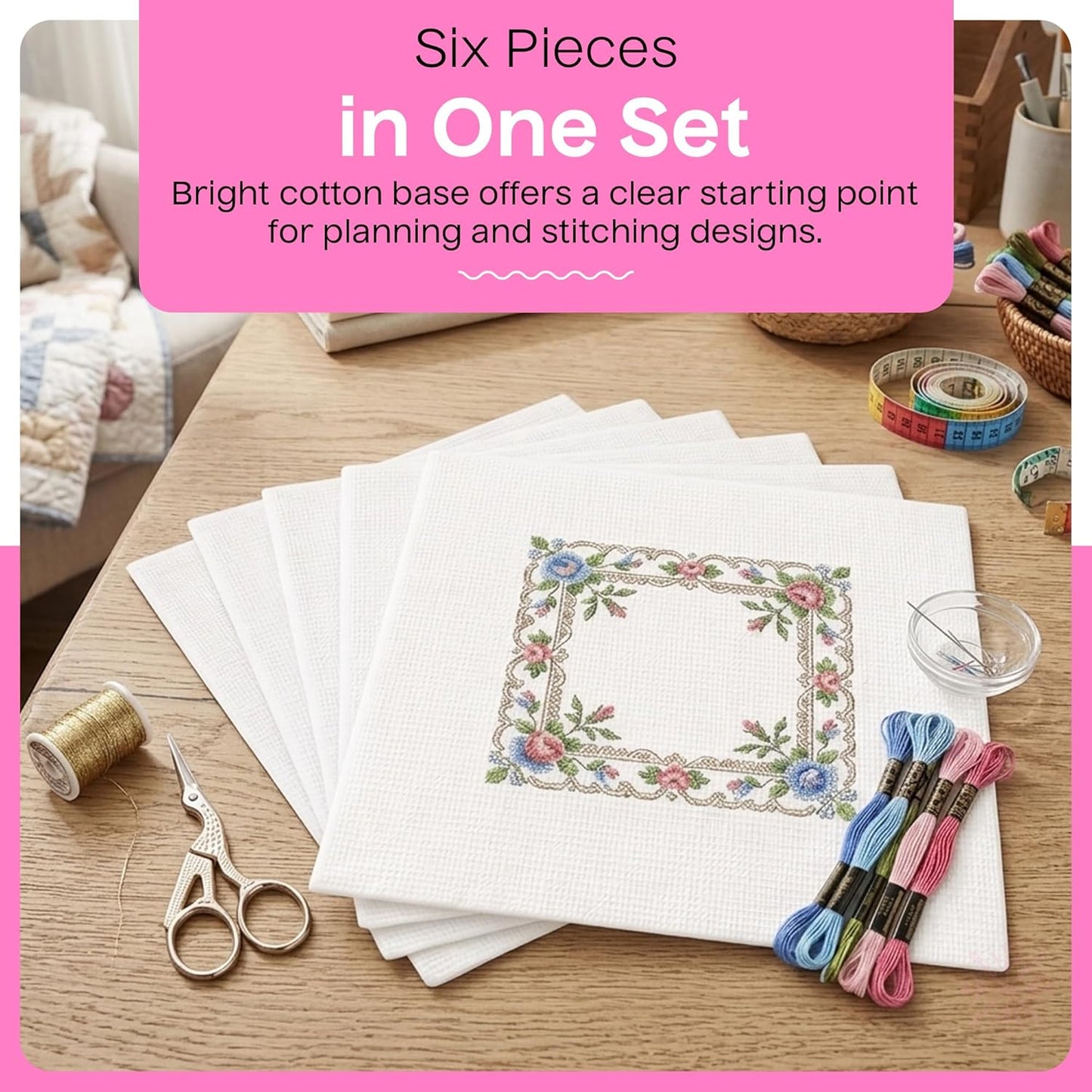 18 Mesh Mono Needlepoint Canvas Set of 6 Sheets | 3 sizes | Canvas for DIY Needlepoint & Hand Painting