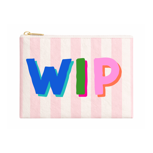 WIP Stripe Flat Zip | Medium Project Bag | Grandma Hobby x Aspen Lane