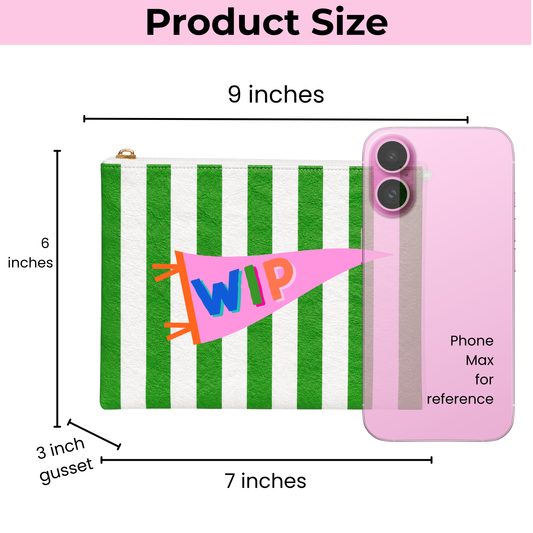 WIP Banner Stripe Flat Zip | Medium Project Bag | Grandma Hobby x Aspen Lane