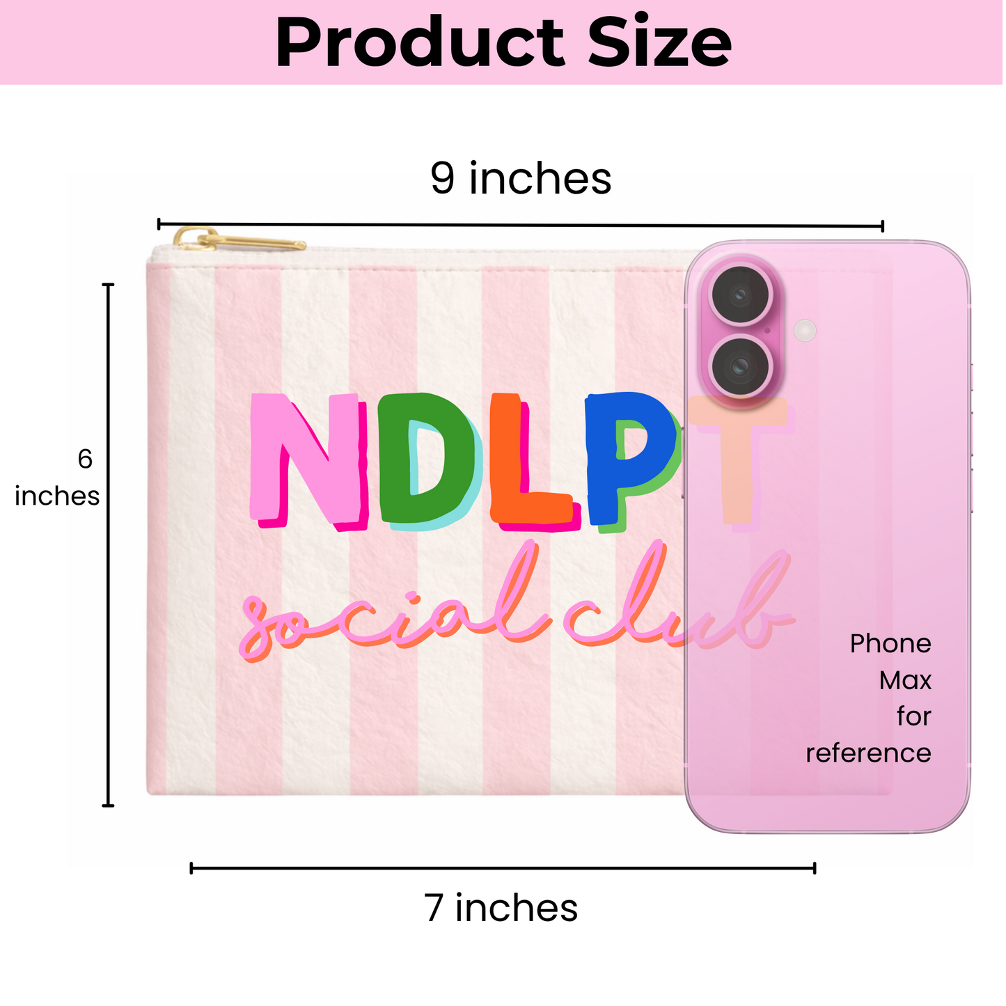 NDLPT Social Club Stripe Flat Zip | Small Project Bag | Grandma Hobby x Aspen Lane